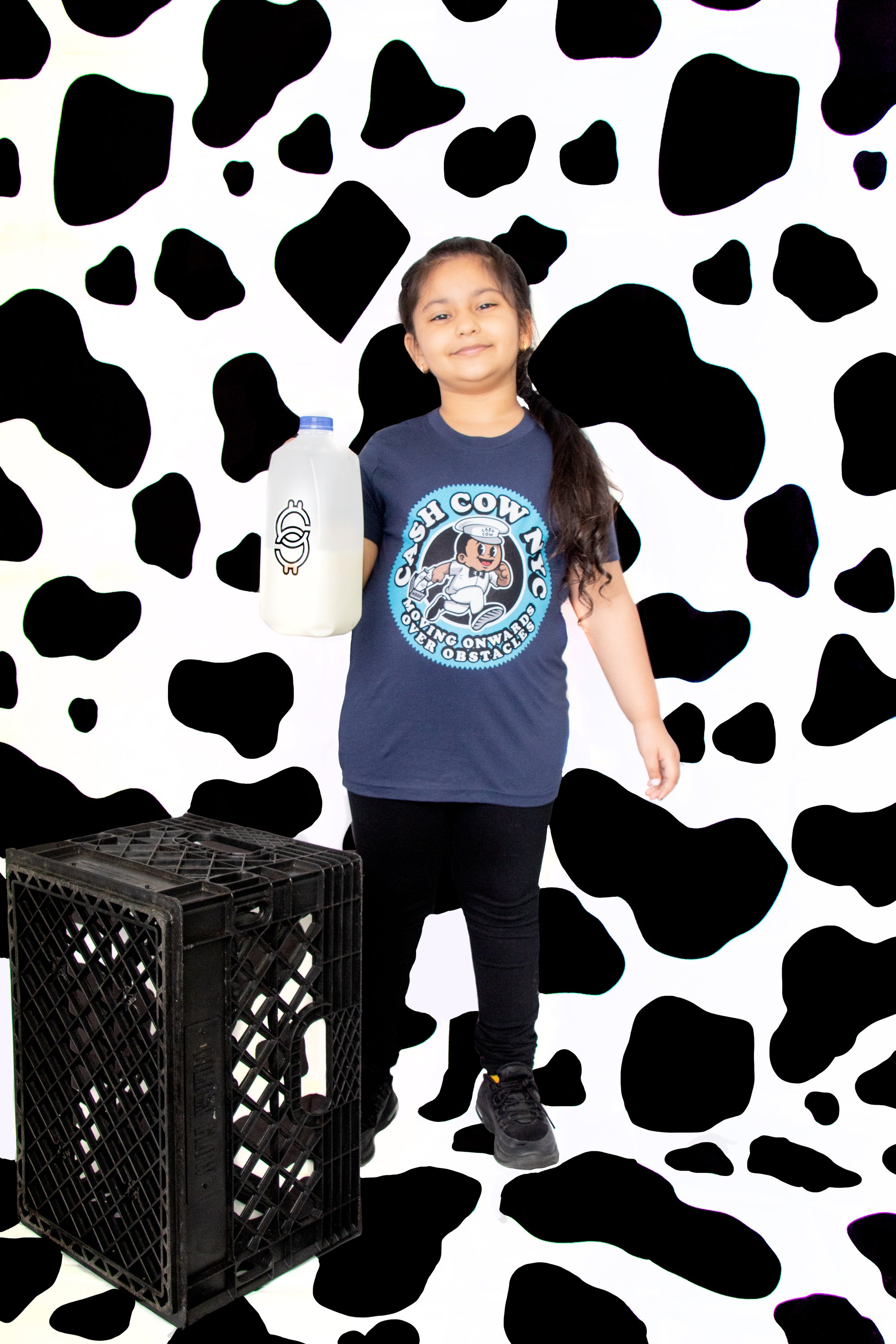 Milk Man MOOO - Navy Kids Tee